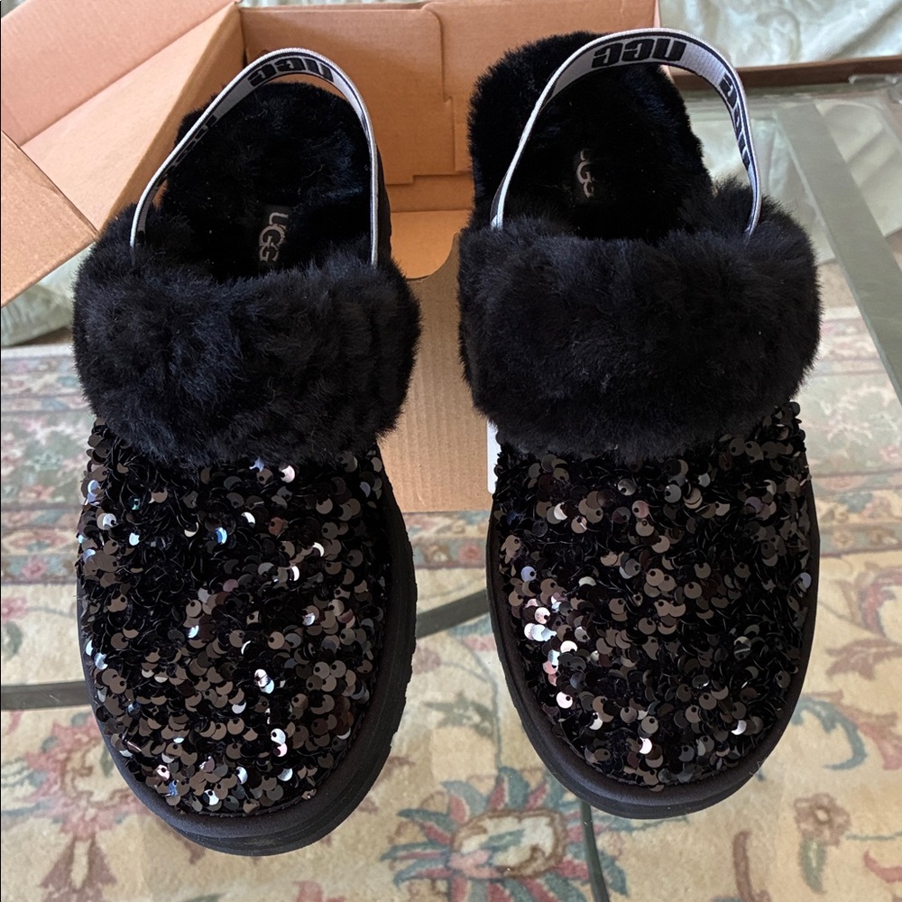 NIB, UGG Women's Black Sequin Slippers